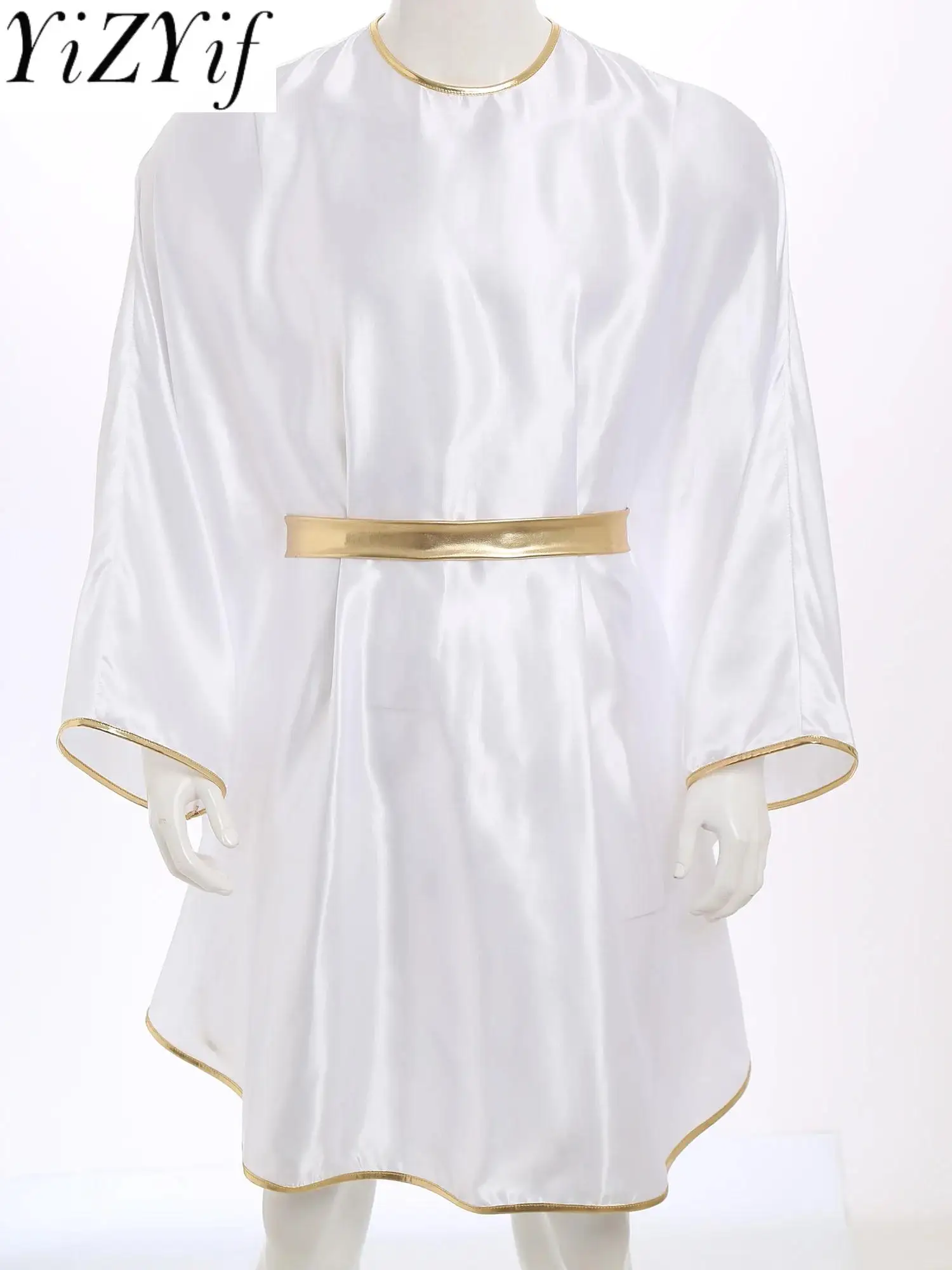 

Men Ancient Roman Greece Prince King Cosplay Angel Robe Dress Shiny Metallic Dress for Masquerade Halloween Performance Uniforms