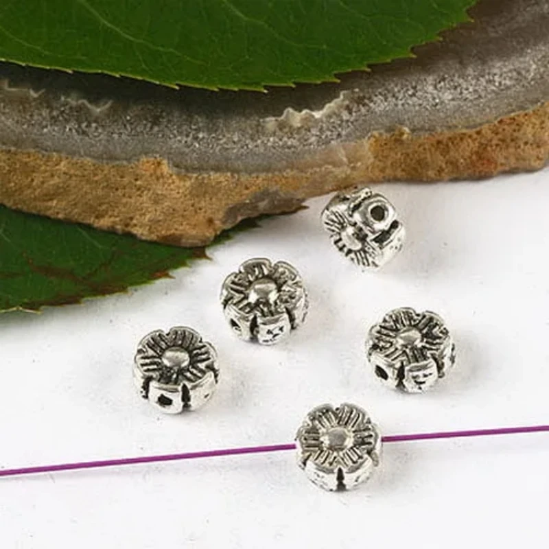 

30pcs Tibetan Silver 2sided Sunflower Spacer Beads H2801 Beads for Jewelry Making