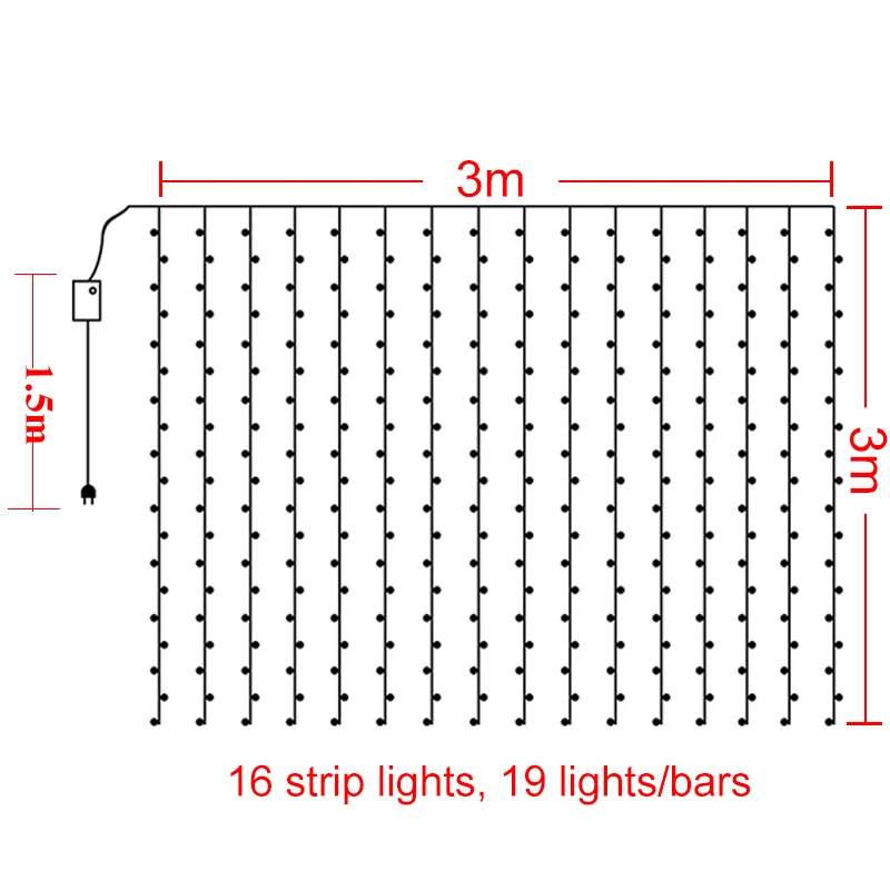 أضواء ستارة LED 6M/3M، ديكور خارجي/داخلي لحفلات زفاف عيد الميلاد، الحديقة، غرفة المعيشة، غرفة النوم #5