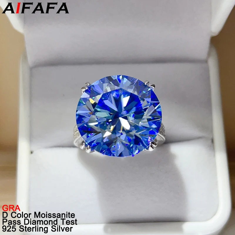 

20 Carat Blue Purple Moissanite Diamond Rings High End s925 Silver 18mm White 3 Color Big Moissanite Ring Fine Jewellery GRA