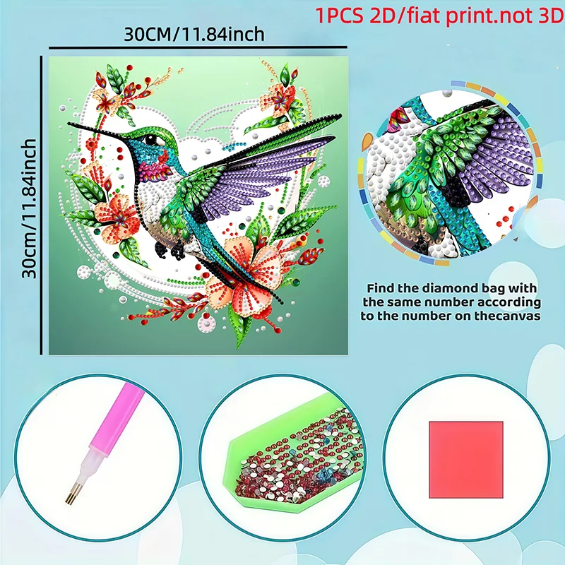 2D/Flat 1 Piece Diamond Painting Frameless Painting, Bird Pattern, Canvas Material, Indoor/Outdoor Family Gathering Decoration