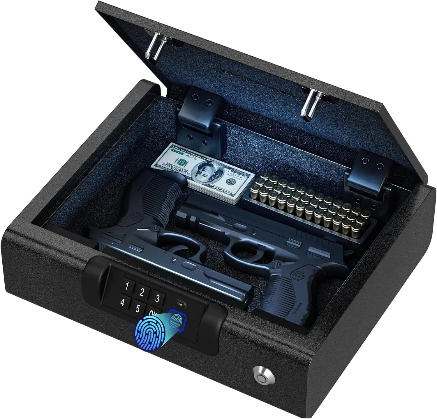 

Biometric Gun Safe for Handgun 3-Ways Unlock Safe Fingerprint Digital PIN Key Unlock with Voice Guide Pistol Safe