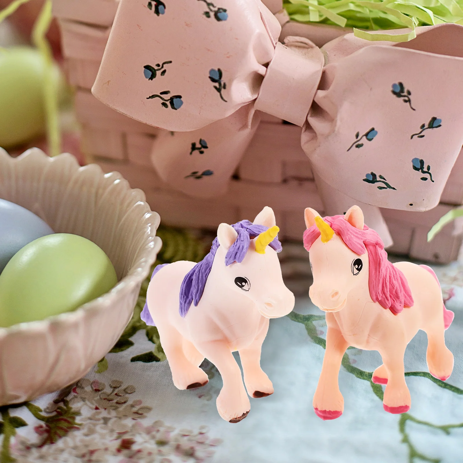 

10 Pcs Cake Topper Plastic Ornaments Decoration Unicorn Centerpiece Kit Moss Pvc Miniature Figurines