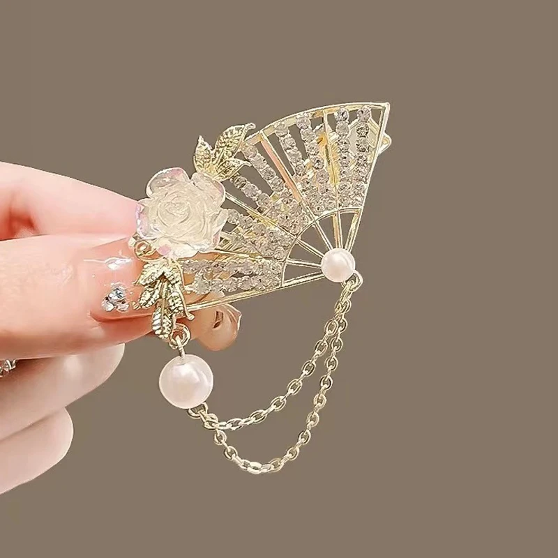 

Заколка для волос в виде цветка, 1 шт., элегантная заколка-уточка из сплава для женщин, боковая заколка, новая заколка для челки, украшение для волос в стиле Ханьфу