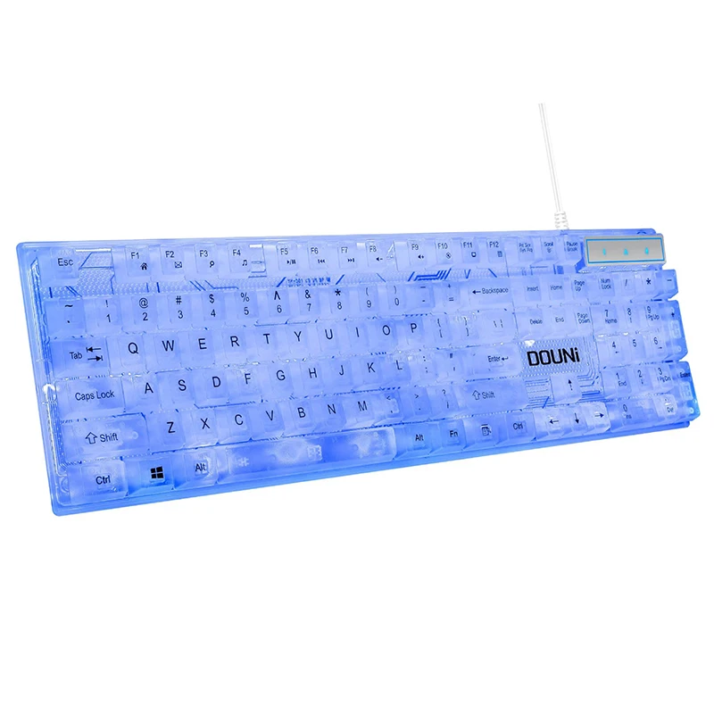 Luxmoc KB101 RGB Transparent Wired Keyboard Seven-Color Luminous Mechanical Feel Keyboard Laptop Gaming Wired Keyboard