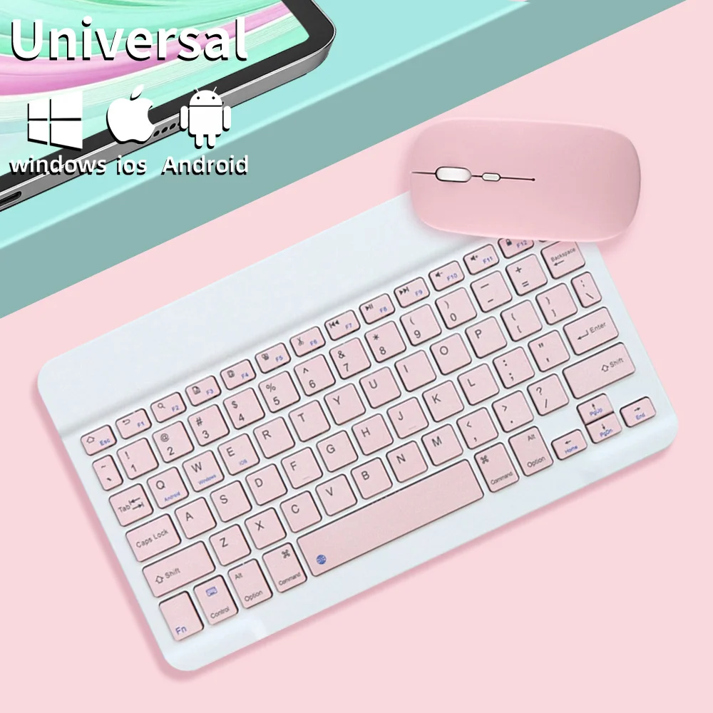 Multi-Color Wireless Bluetooth Keyboard and Mouse Set for IPad  Xiaomi Pad 5  Samsung Tablets Office-Friendly Silent Keyboard