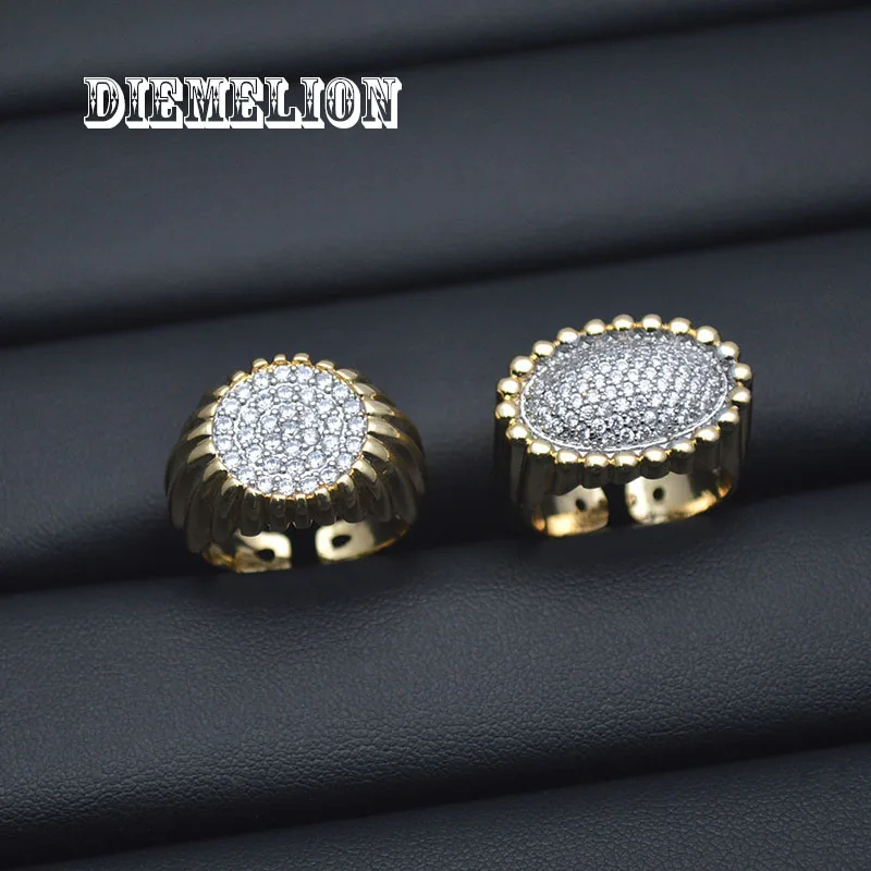 الفاخرة AAA مكعب زركونيا تمهيد الإعداد البيضاوي الشكل المفتوحة خواتم للنساء نغمتين تصميم بسيط أنيق مجوهرات نسائية #4