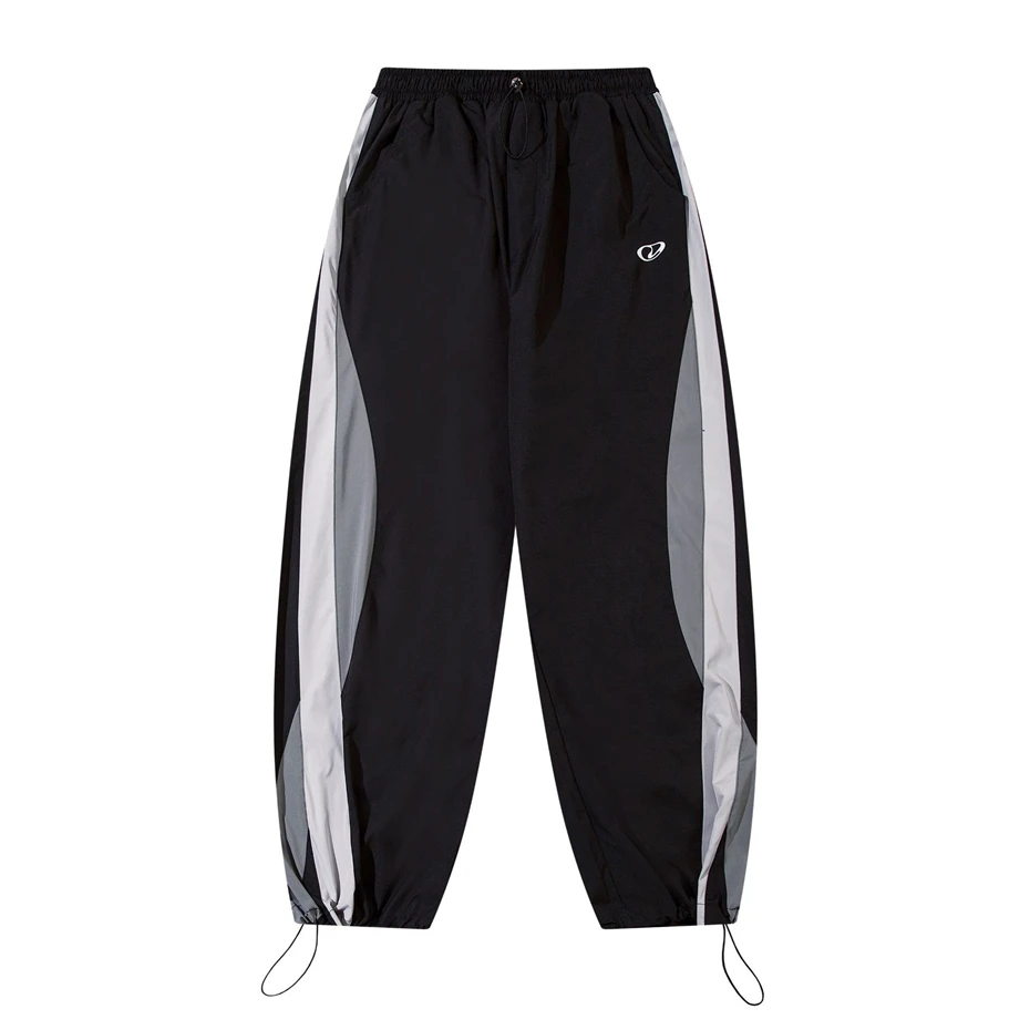 Vintage Sports Pants Y2K Patchwork Joggers Baggy Pants Streetwear 2025 Harajuku Hip Hop Loose Straight Trousers Black Gray