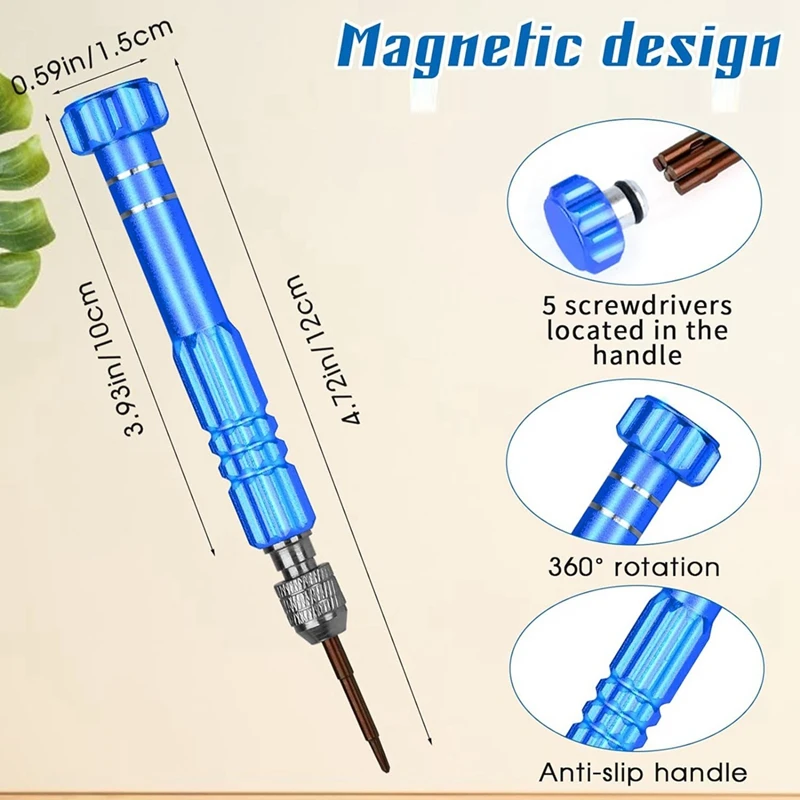 Kit de reparo de óculos chave de fenda, conjunto de chave de fenda 6 em 1 para relógios, óculos, óculos de sol, eletrônicos, telefones celulares duráveis