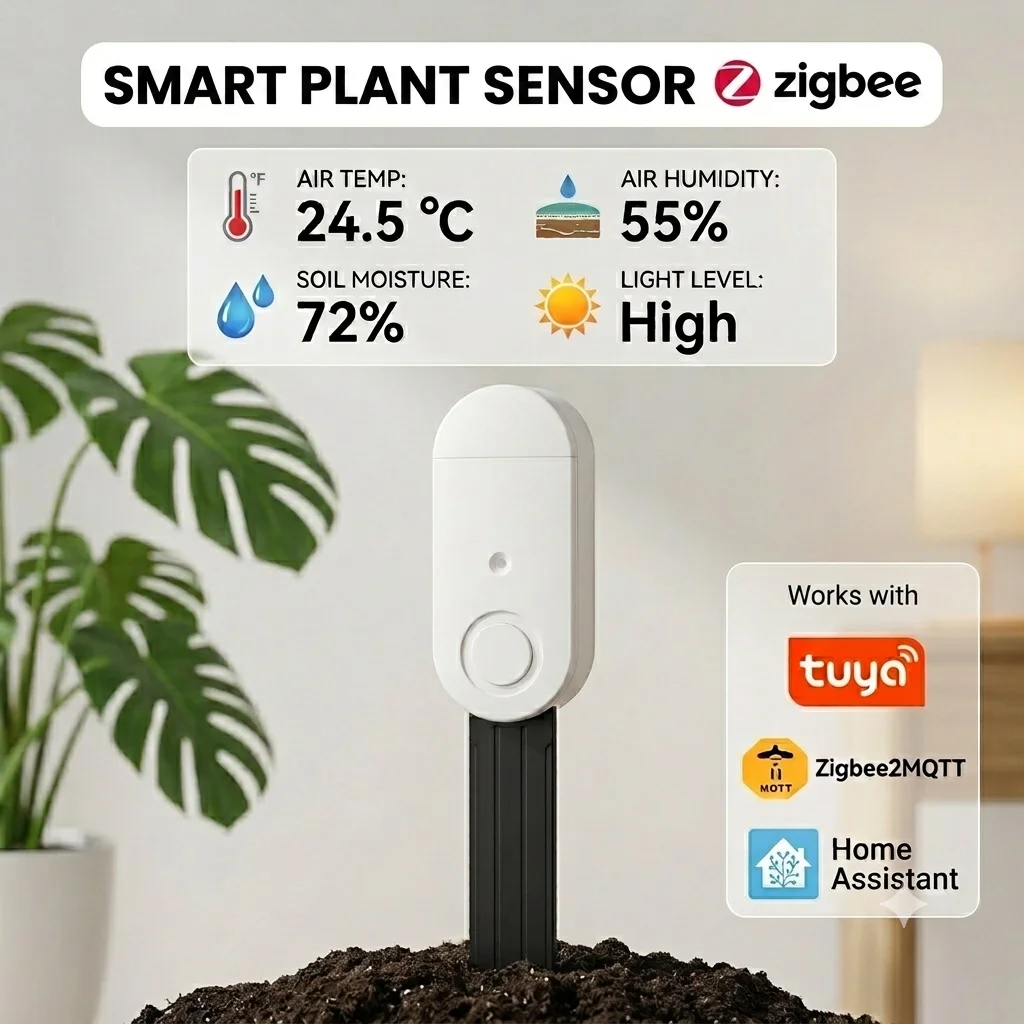 Sensor de umidade do solo zigbee monitor inteligente plantas testador de umidade vaso de flores higrômetro do solo cuidados com o jardim plantio medidor de umidade