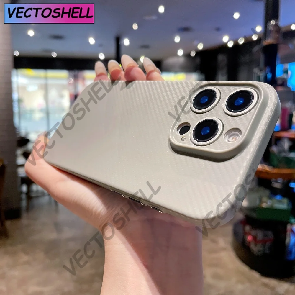 

Luxury Transparent Fiber Pattern Case For iPhone 16 15 14 13 12 Pro Max Plus 16E SE4 Ultra Thin Cooling Slim Pc Shockproof Cover