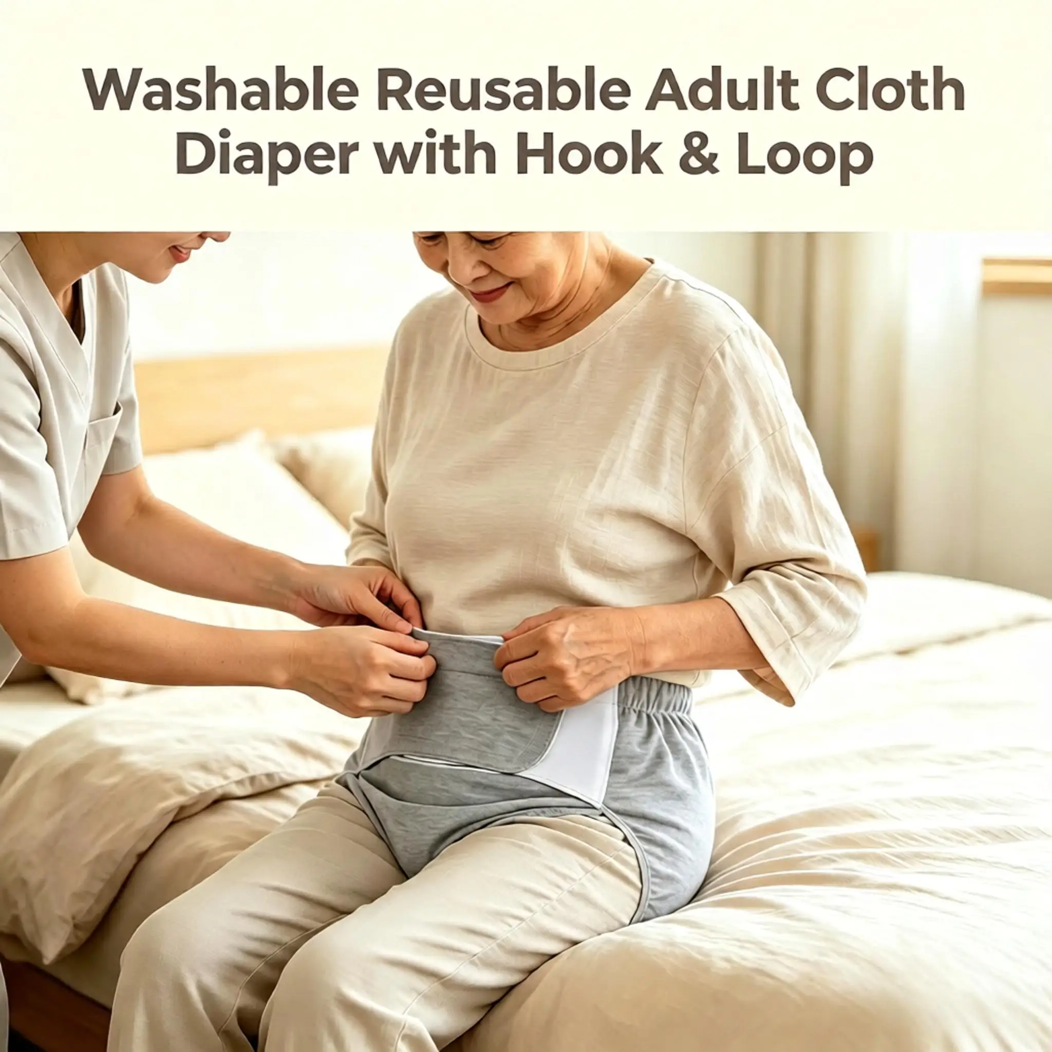 Reusable Washable Adult Cloth Diaper Set Leakproof Incontinence Pants With Inserts for Elderly Bedridden Care