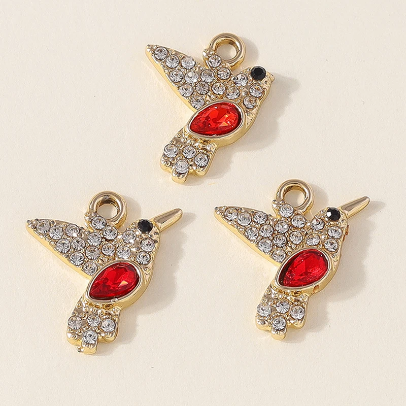10pcs Glorious Crystal Hummingbird Charms for DIY Jewellery Making