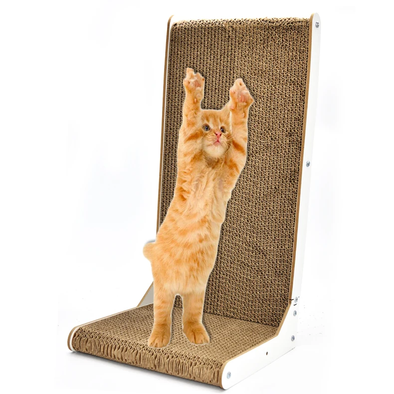 Hot sale pet products vertical L shape stable cat scratching board Detachable cat scratcher corrugated paper cat cardboard