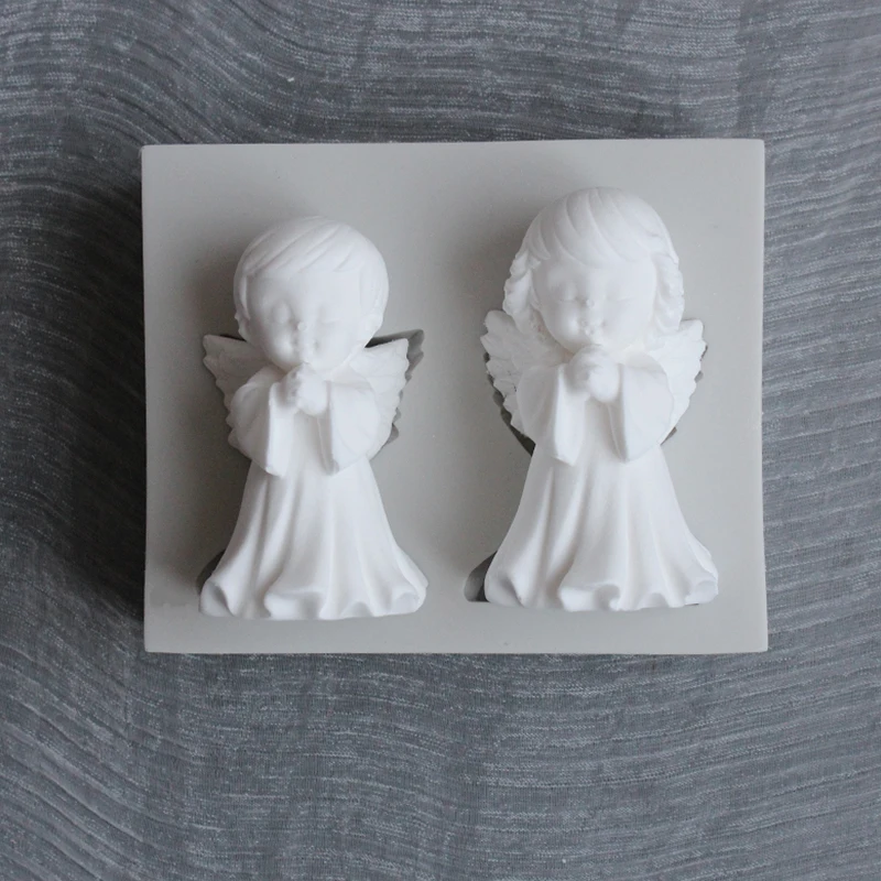 3D Prayer Angel Girl Silicone Fondant Mold DIY Epoxy Pottery Plaster Chocolate Cake Decoration Resin Mold Kitchen Baking Tools