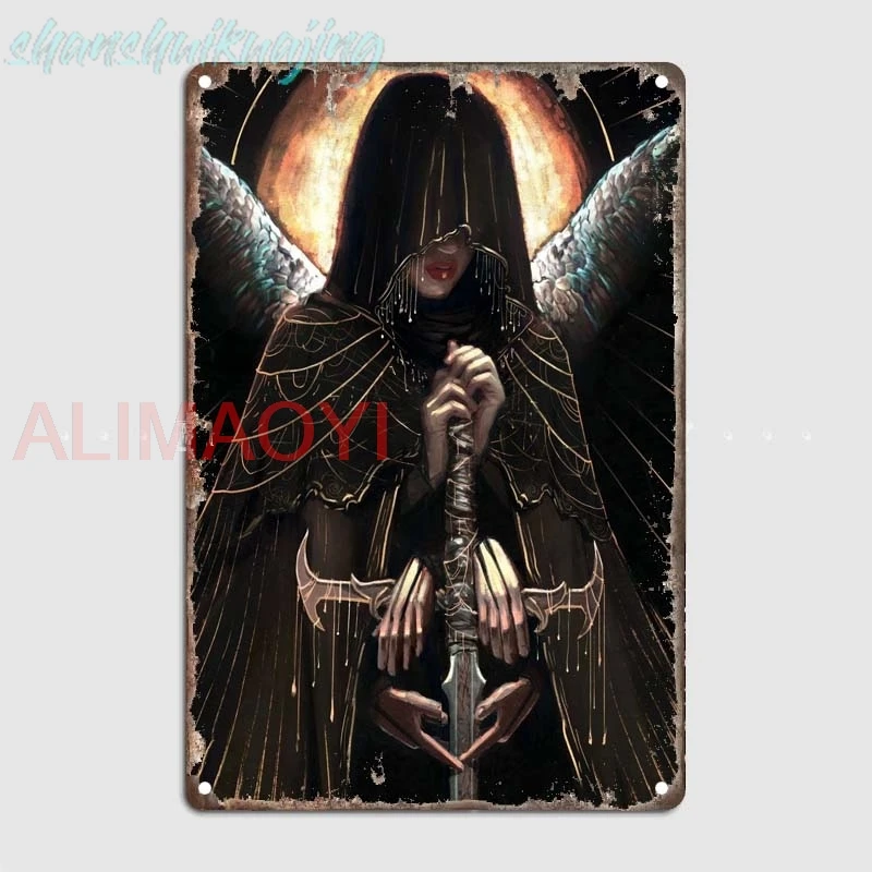 Sword O Queen of Death Vintage Decoration Metal Signs Wall Evil and Horror Wall Decoration Decor for Room Garage Retro Bar Ga