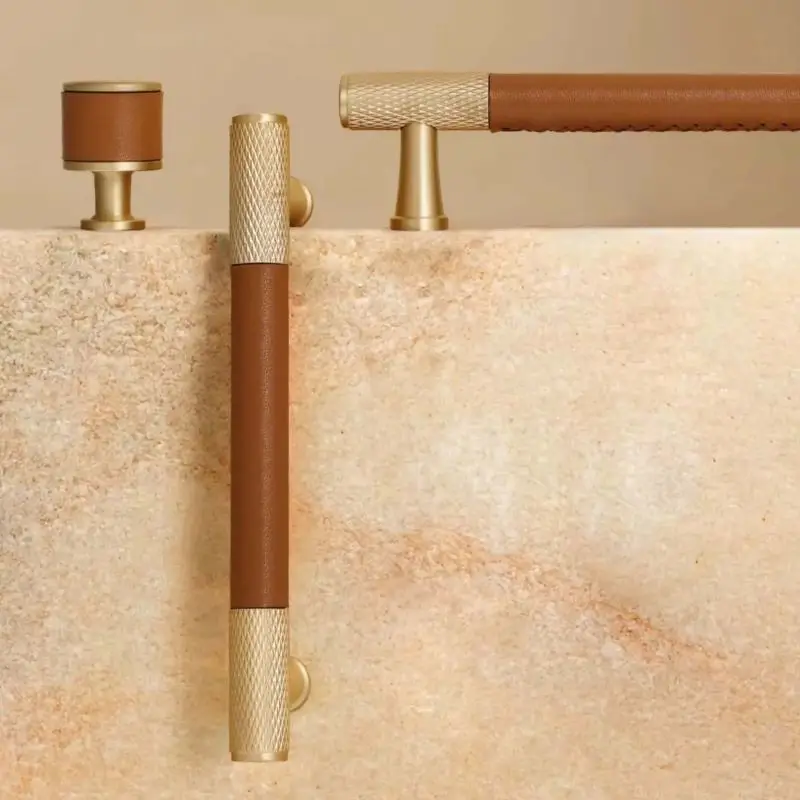 Nordic Creative Wardrobe Door Handle Modern Luxury Cowhide Brass Cabinet Handle High-end Drawer Cabinet Knob Cabinet  Handle