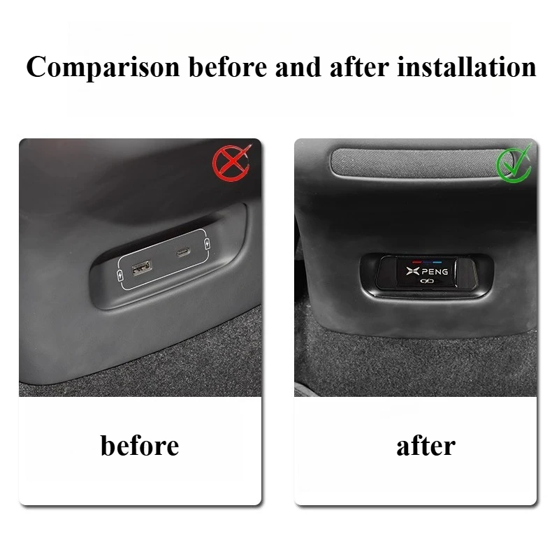For Xpeng G9 Rear USB Protective Cover Modified Charging Port Protective Cover Dust Cover Rear Interior Car Accessories Tools