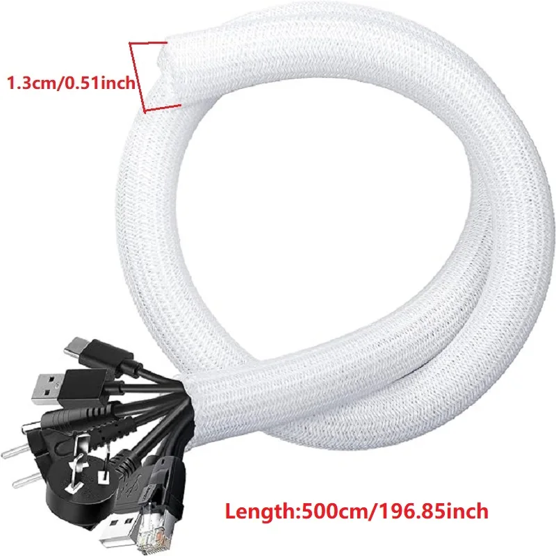 1M 3M 5M Gevlochten Kabel Mouw PET Nylon Wikkelen Kabel Behuizing Kabel Mouwen Draad voor Bureau PC TV Draad Protector Kabel Wrap Cover