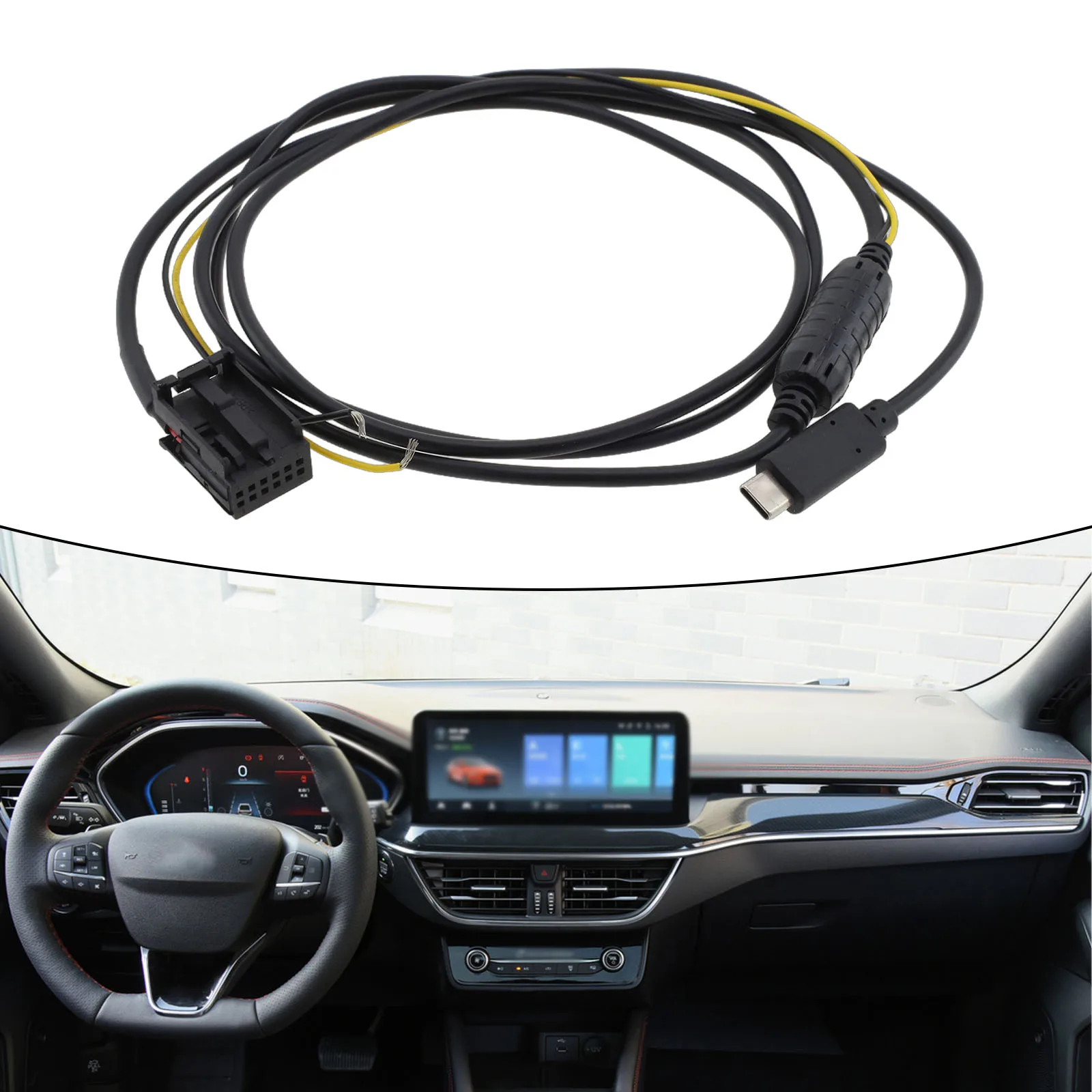 

Car Host Extension Audio CD Player TYPEC Audio Input Cable AUX Audio+Charging Cable For Ford 12V To 5V Car Electronics