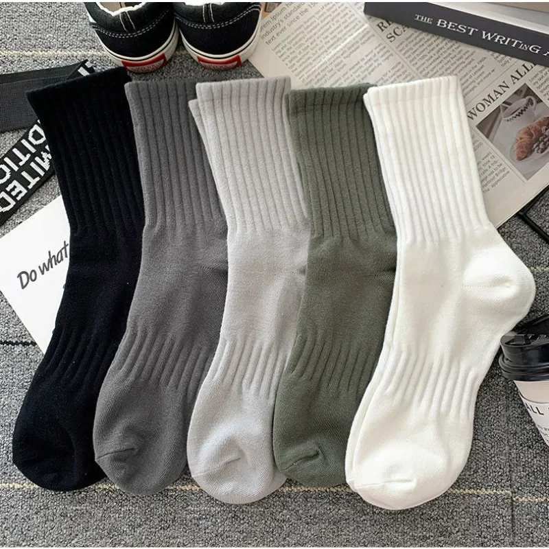 Men's High Rubber Band Waist Couple Mid Tube Sports Solid Socks Spring/Summer Basketball Socks Cycling Socks