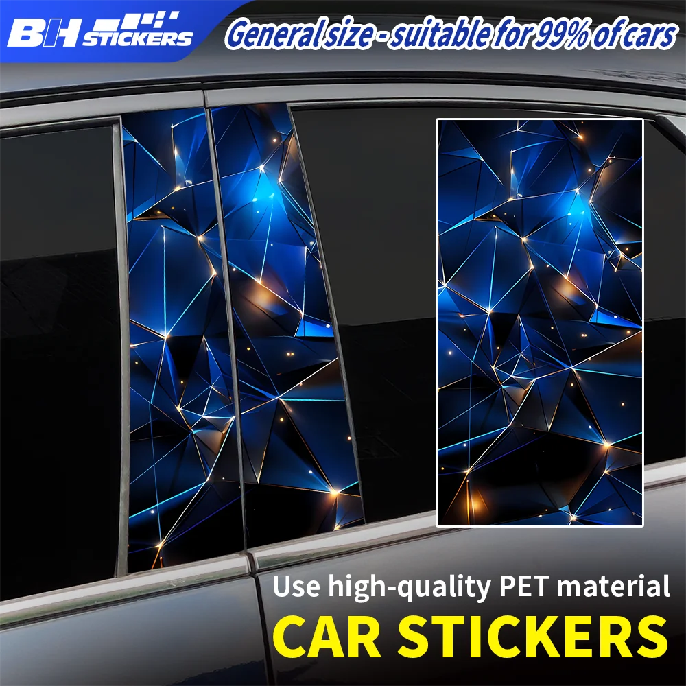 

Cool 3D Visual Effect Car Pillar Decal Abstract Polygon Graphic Window Column Sticker Waterproof Auto Body Styling Accessories
