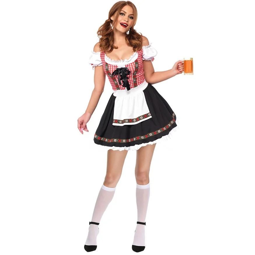 

Beer Festival Restaurant Maid Uniform Dress Women's Halloween Performance Costume Traditional Chinese Ethnic Stage Costume
