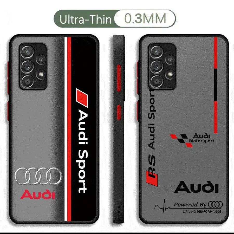 A-Audi Art Logo Case for Samsung Galaxy A55 A72 A12 A13 A14 A32 A34 A24 A54 A33 A73 5G A35 A52 A53 A15 A22 A23 A25 Cover Shell