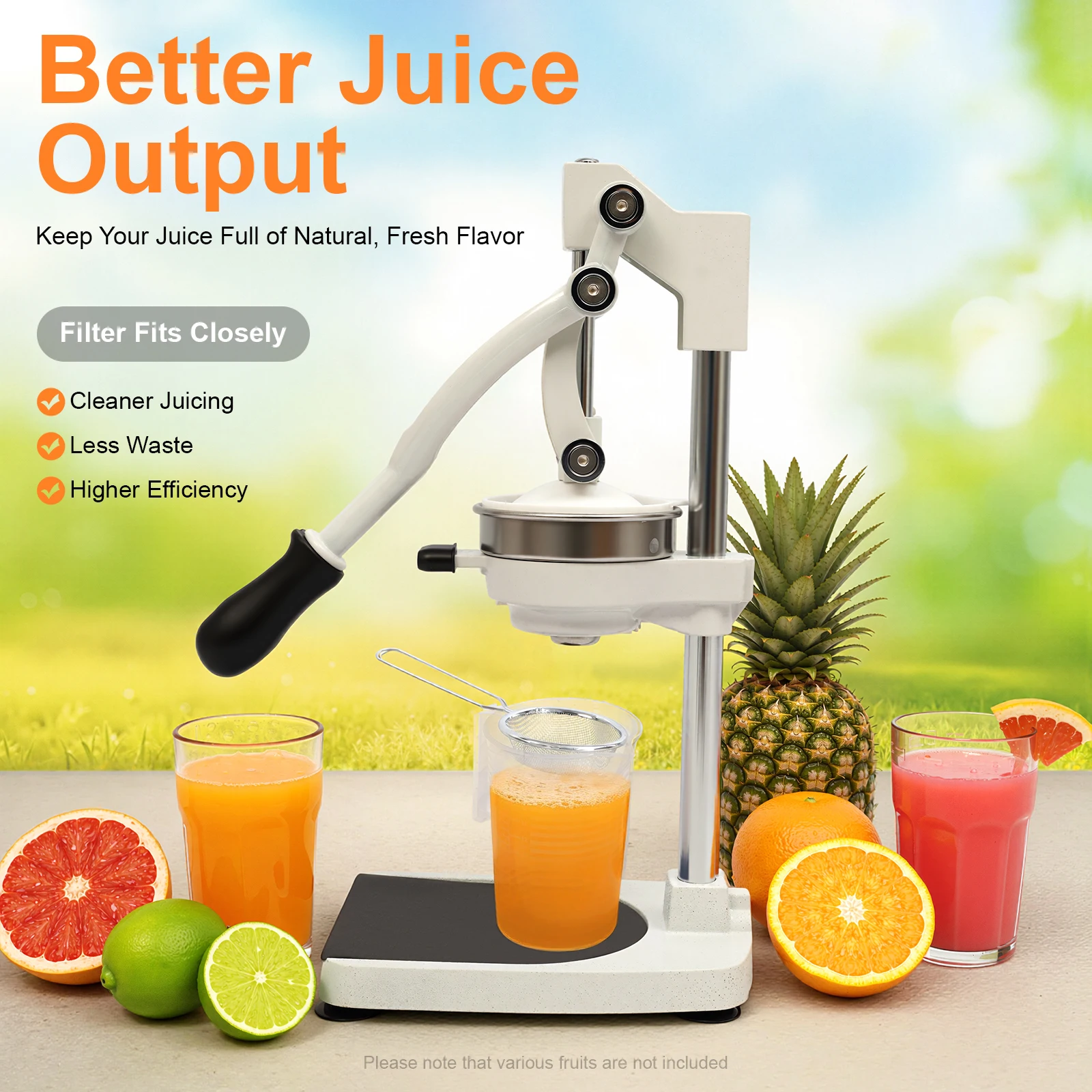 Exprimidor Manual Comercial, Máquina de Extracción de Jugo Plana y Puntiaguda, Exprimidor Manual para Exprimir Sandía, Limón