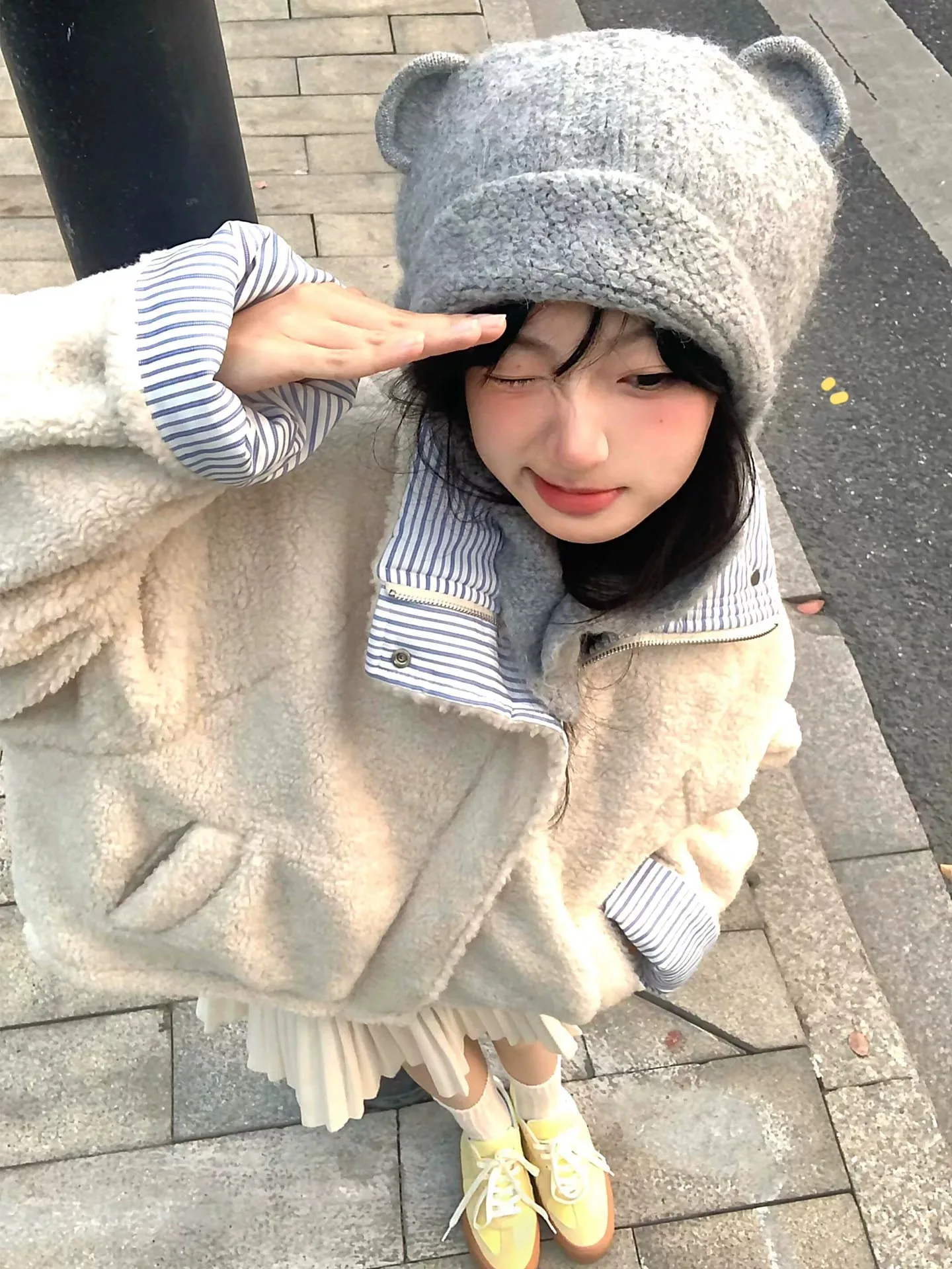 Korean Women's Reversible Striped Jacket Autumn Winter Stand Collar Fleece Lined Padded Coats Woman Loose Casual Plush Jackets