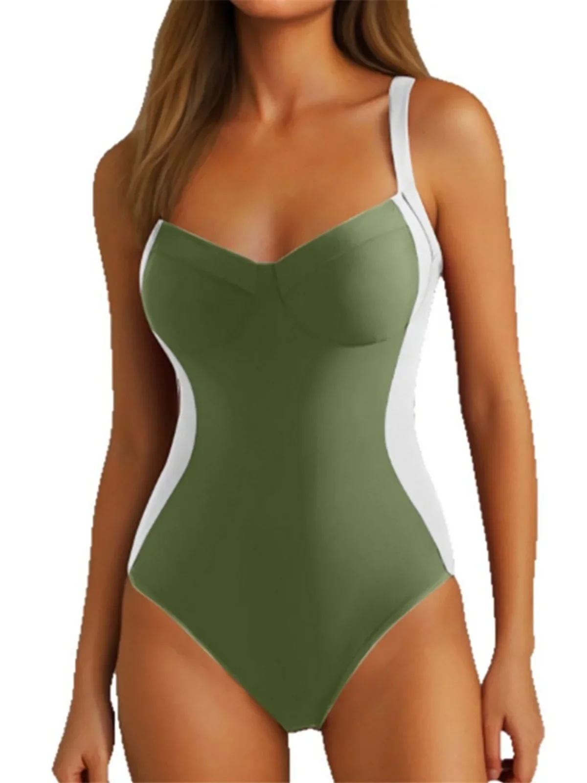 

S - XL 7 Colors Splicing Lace Up One Piece Swimsuit Women Swimwear Female High Leg Cut Backless Bather Bathing Suit Swim K6952