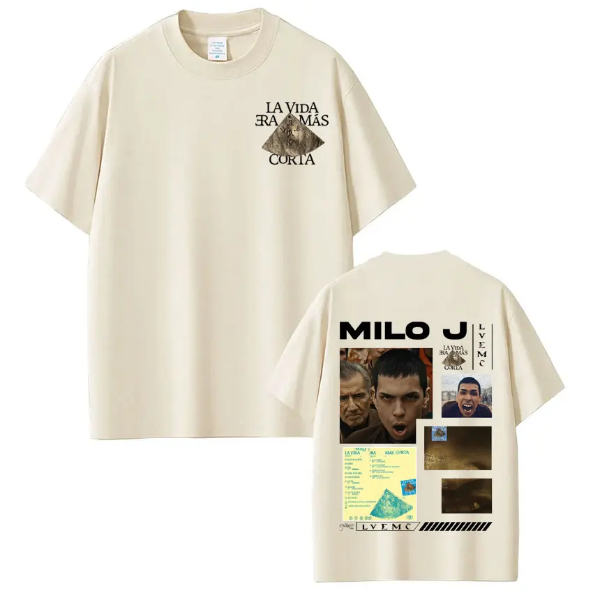 Rapper Milo J La Vida Era Mas Corta Album Tees Men Women Hip Hop T-shirt Cotton Casual High Quality Fashion O-Neck T-shirt Tops
