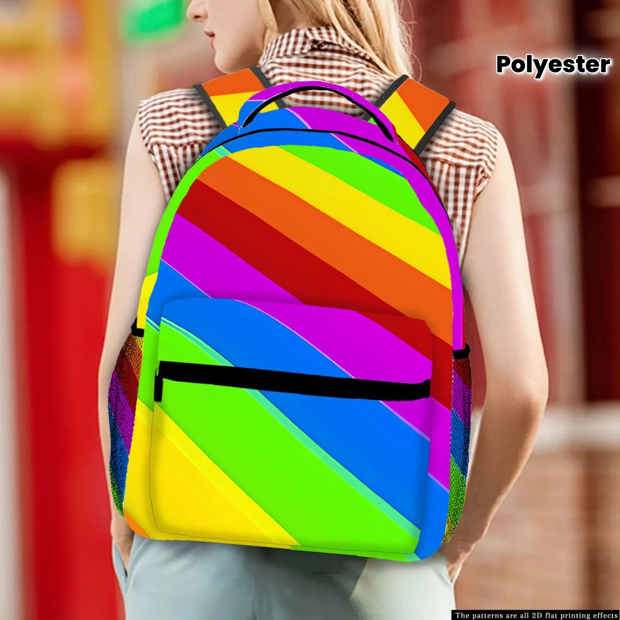

Vibrant Rainbow Striped Travel School Bag Travel and commuting Fashion sports personality double shoulder printed backpack