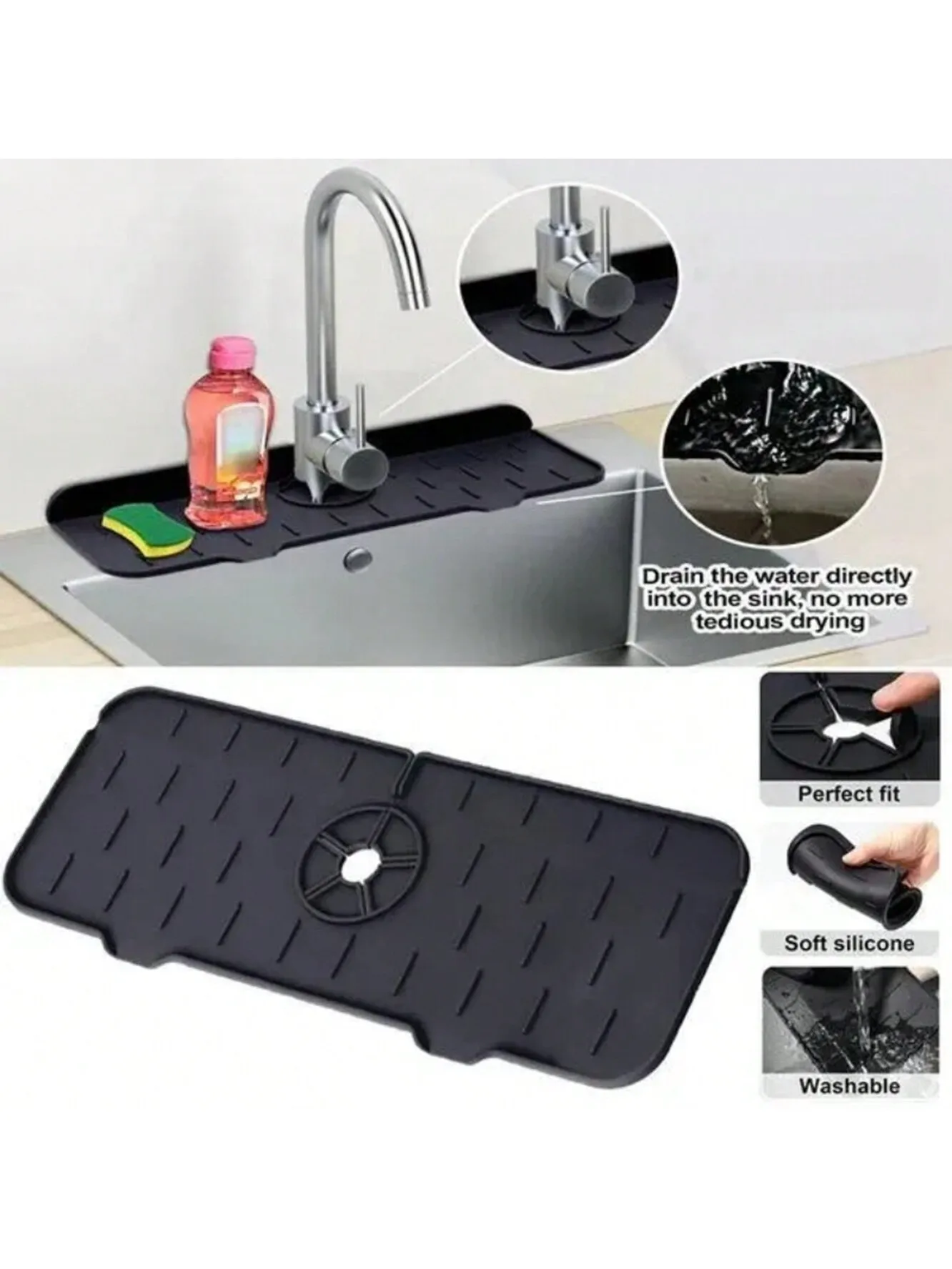 Food grade silicone faucet drain pad, kitchen and bathroom splash proof sink pad, drainage pad, tableware