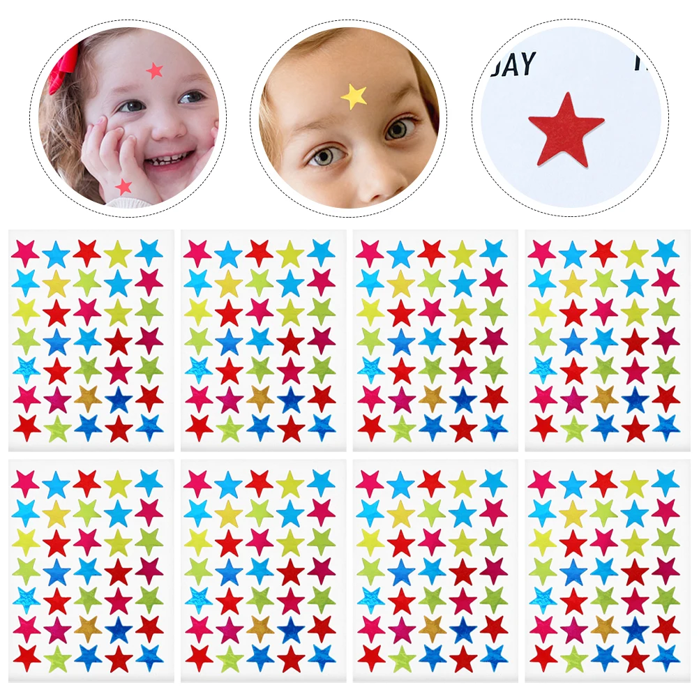 

10 Sheets Pentagram Sticker Stickers Star for Reward Cute Small Mini Teachers Coated Paper Kindergarten Girl Stars