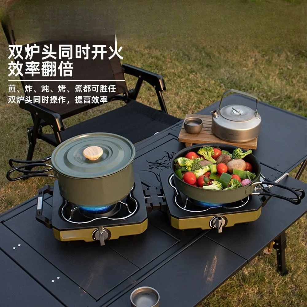 Outdoor folding magnetic shell double furnace, outdoor portable split fire camping cassette furnace