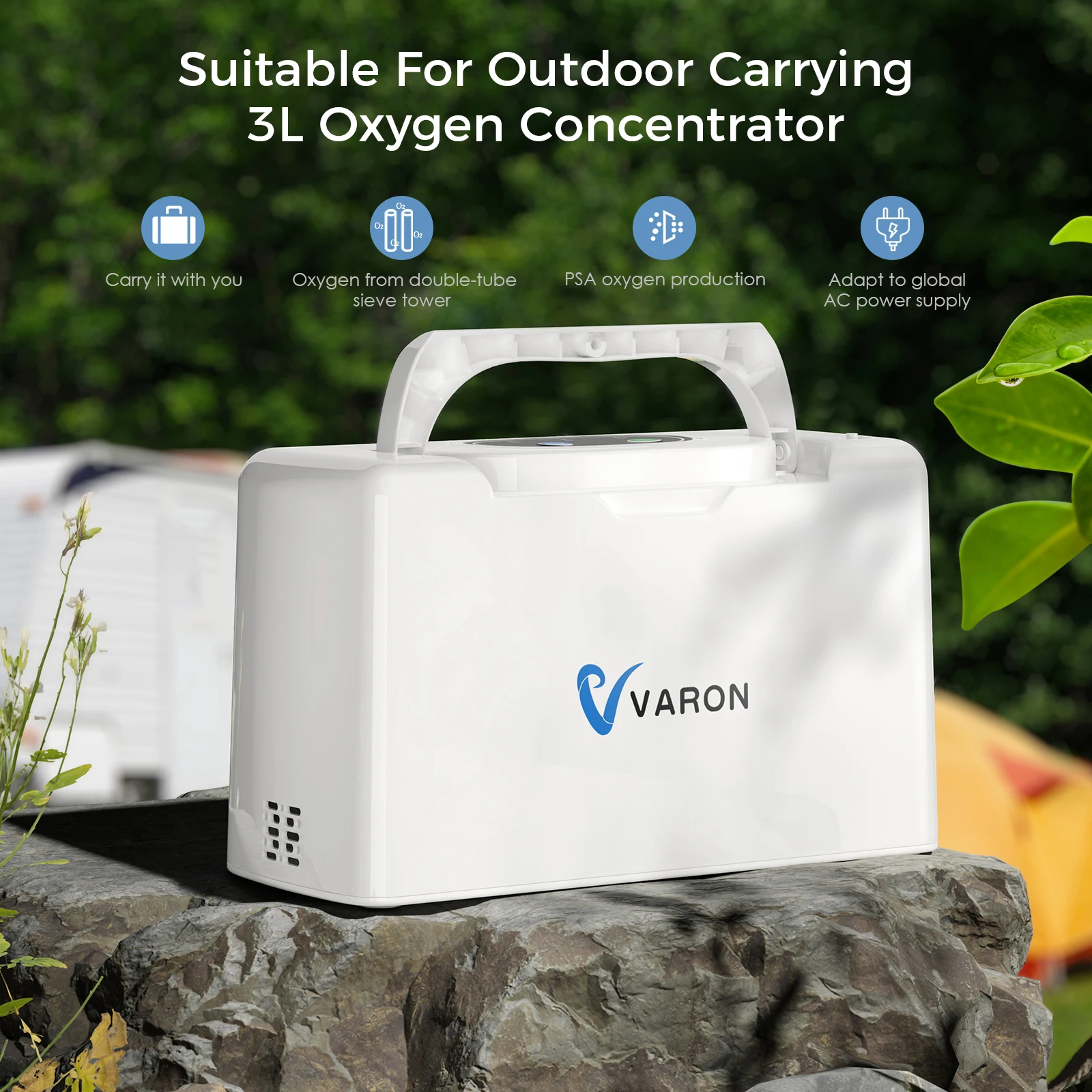 

VARON 3L/min Portable Oxy-generator, Small Generator, Battery Powered AC/DC, ③L/min Continue flow, Suitable For Travel Outdoor S