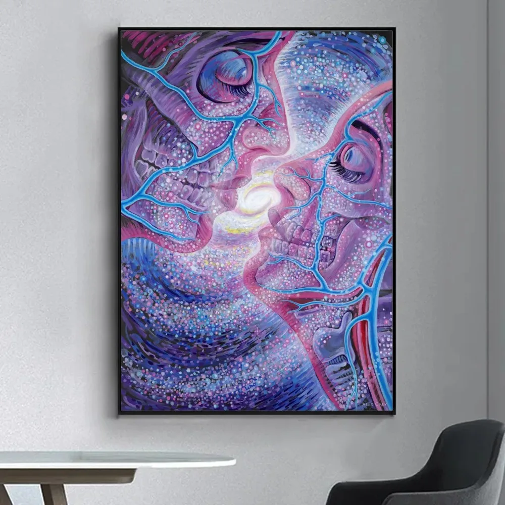 Psychedelic Trippy Tree Poster Fancy Poster Wall Sticker for Living Room Bar Vintage Decorative Painting Middle