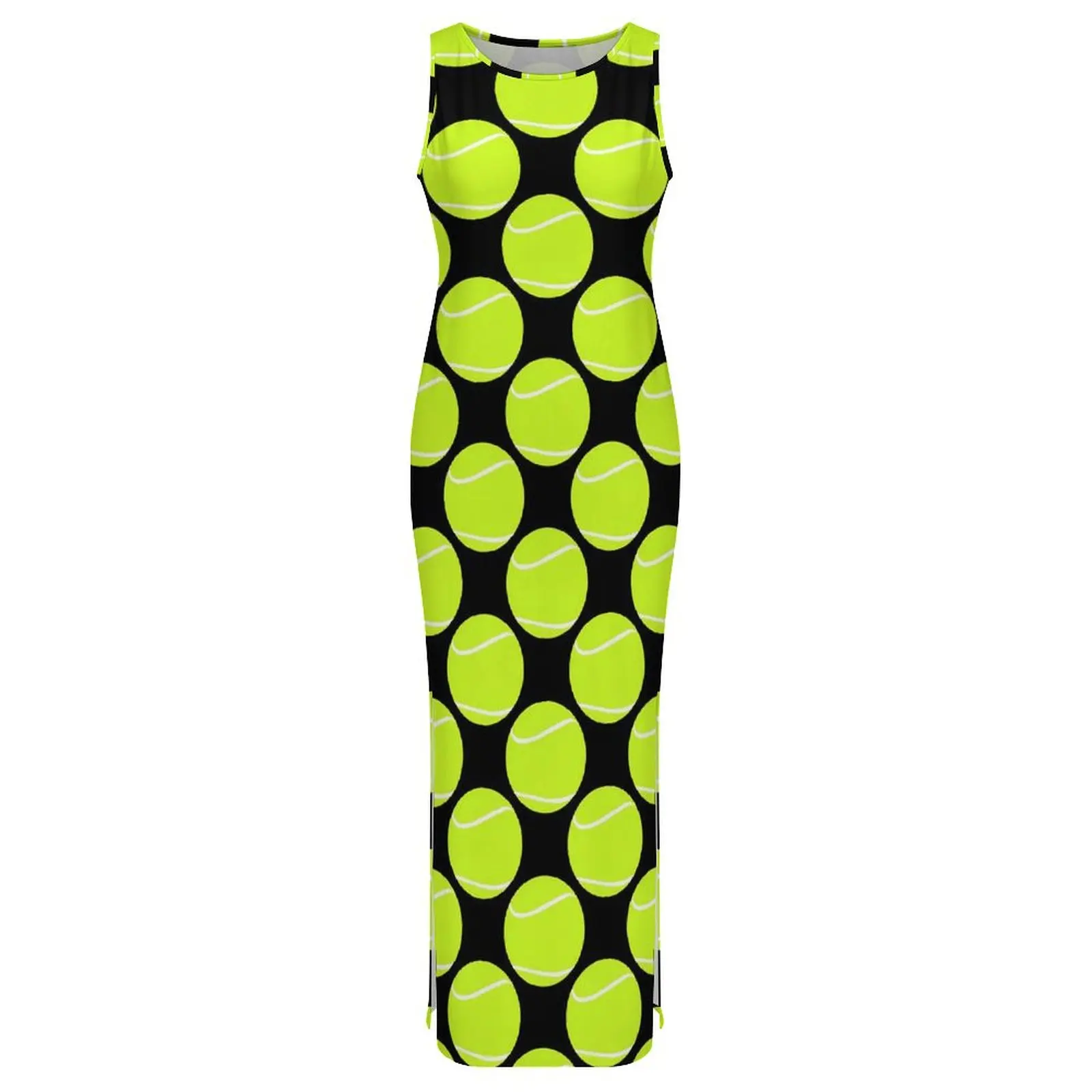 Tennis Ball Bodycon Dress Holiday Tennis Player Club Sexy Maxi Dresses Ladies Sleeveless Design Street Wear Dress Big Size 4XL