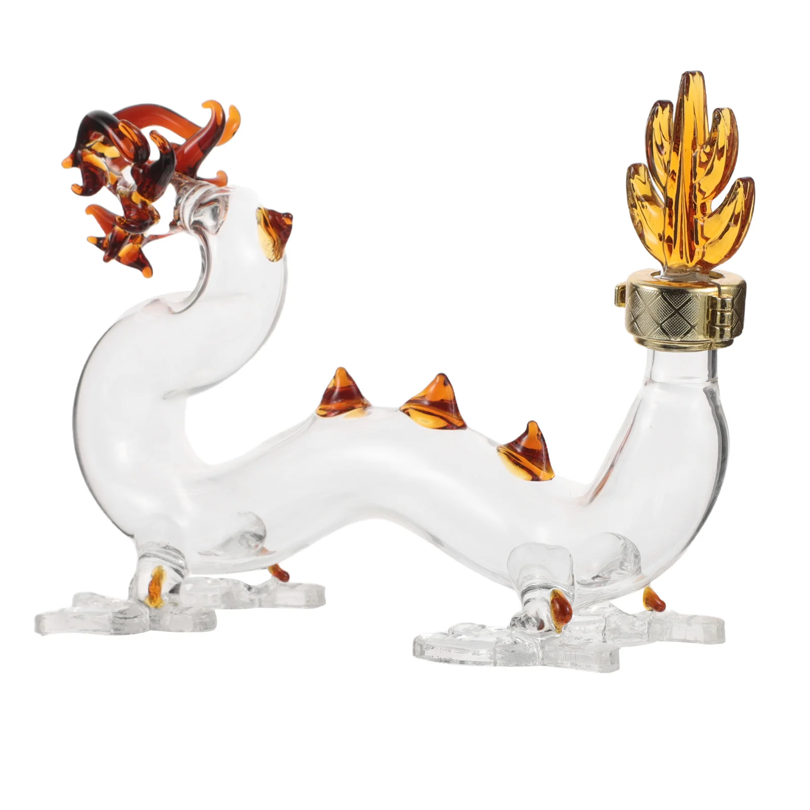

Dragon Shaped Glass Liquors Bottle Transparent Handcrafted Decorative Whiskey Wine Storage Container Unique Artistic Decanter