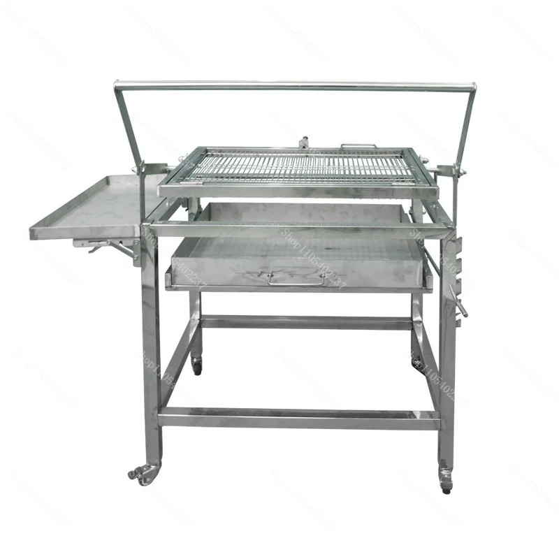 Outdoor Portable Universal Adjustable Folding Stainless Steel Basket Net Rotating Charcoal Flip Meat BBQ Grill