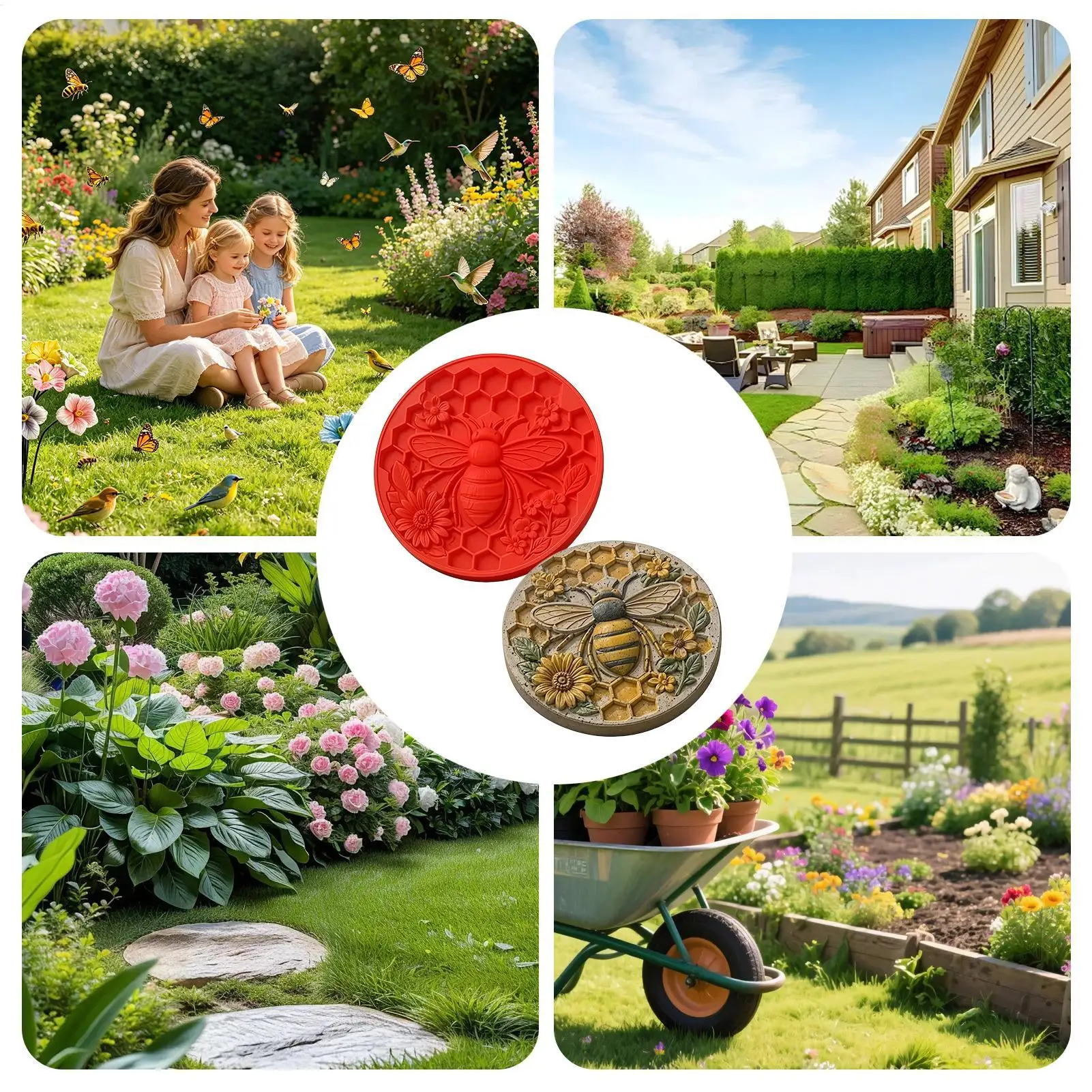 2026 Wiederverwendbare Sonnenblumen-Trittsteinform, 15,7 Zoll Zementform, Garten-Trittsteinform, Gartenweg-Dekoration, Gipsform – Detail 10