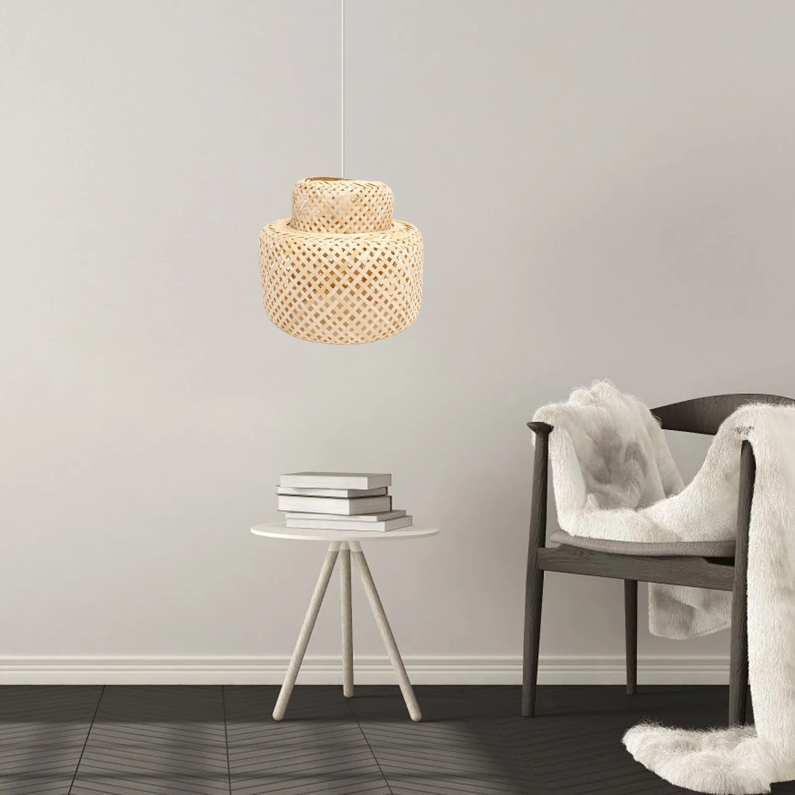 

Bamboo Woven Pendant Light Durable Ceiling Lamp for Balcony Dining Room Decorative Hanging Light Simple Hanging Lamp