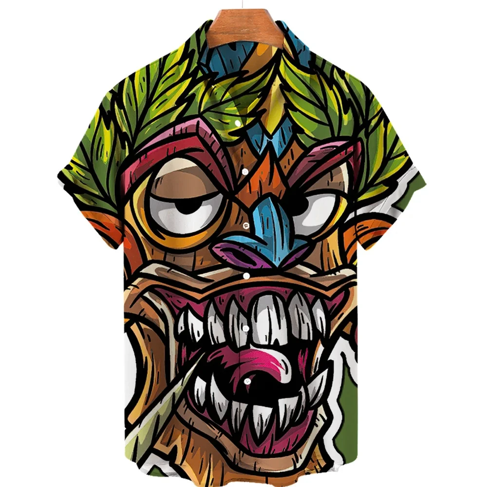 Camisa hawaiana de calavera 3d para hombre, camisas informales de gran tamaño para hombre, ropa de calle para playa, blusa de manga corta para