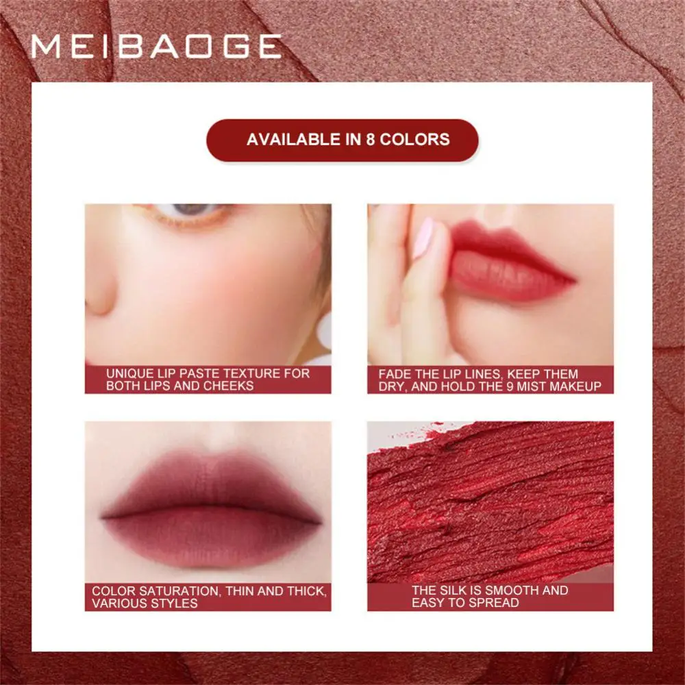 1/2/3PCS Moisture Lipgloss Soft Mist Lip Gloss 4 Color Silky Red Lip Tint Mud Lips Makeup Liquid Lipstick Cheek Rouge