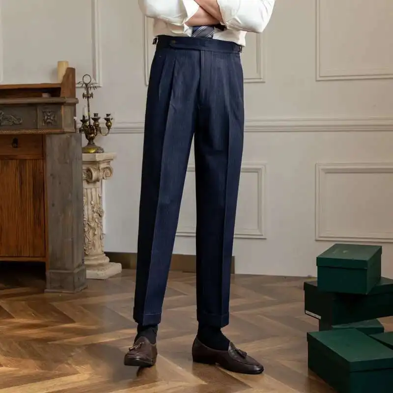 mens ankle length dress pants High Waist Business Men Office Social Slim Fit Suit Pant Classic Streetwear Trousers Pantalones Hombre and you can wear Jaded London dahlia hand ivory Casual pants Size:18W