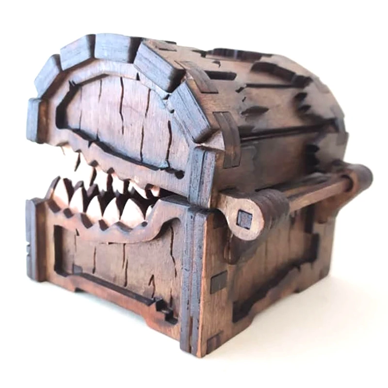 1 PCS Devil Box Storage Wooden Spliced Building Blocks Wood 12X12x10cm DIY Colored Graffiti Crafts Decoration