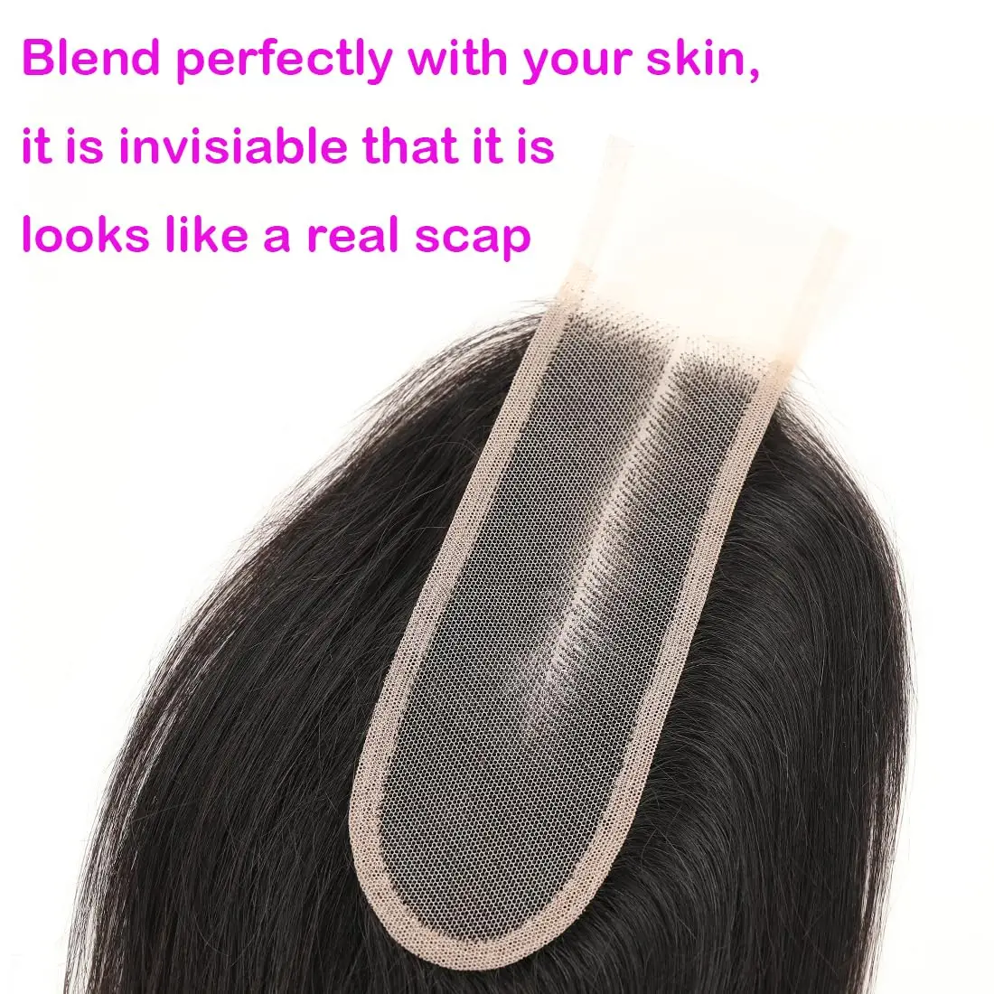 Cabelo humano de renda reta para mulheres, cabelo remy brasileiro, 100% cabelo humano, fechamento de renda transparente, fechamento 2x6