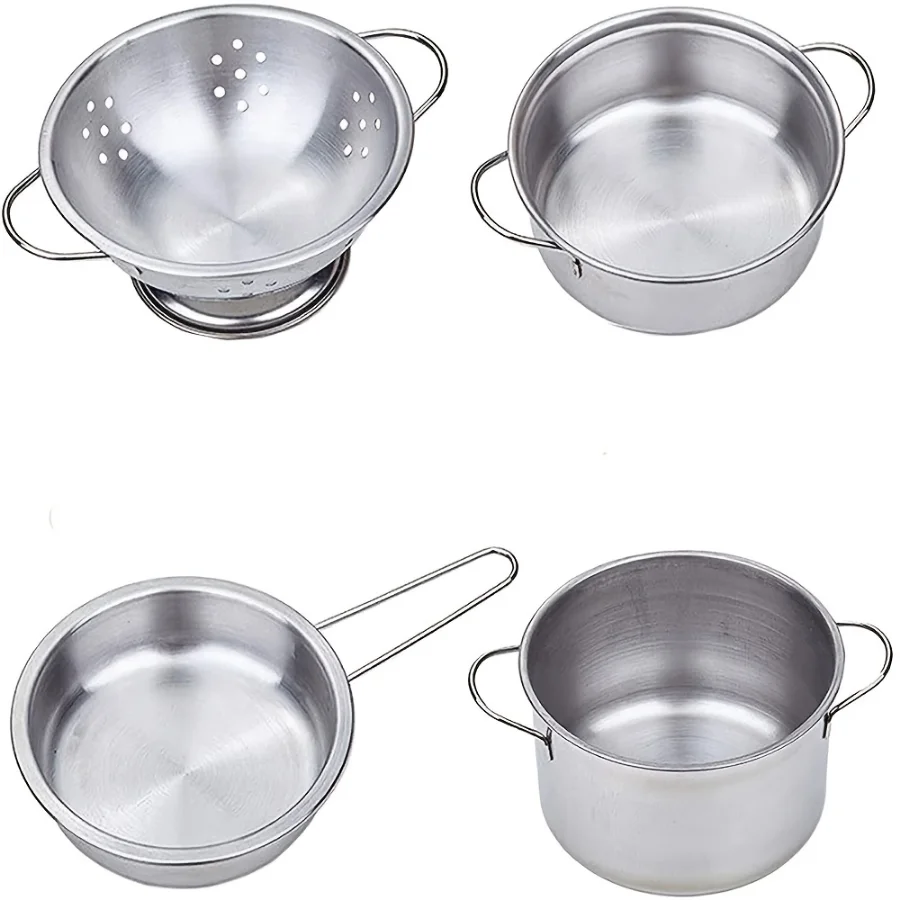 12pçs mini conjunto de brinquedos de cozinha de aço inoxidável para crianças, perfeito para cozinhar fingir, presentes de aniversário, conjuntos de cozimento