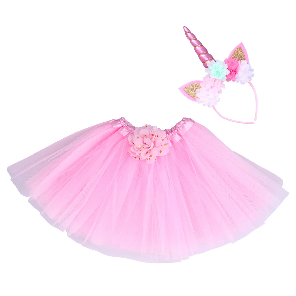 Różowy Kostium Jednorożca dla Dziewczynek: Spódniczka Tutu, Opaska, Sukienka Wróżki, Strój na Urodziny, Cosplay, Kostiumy dla Dziewczynek